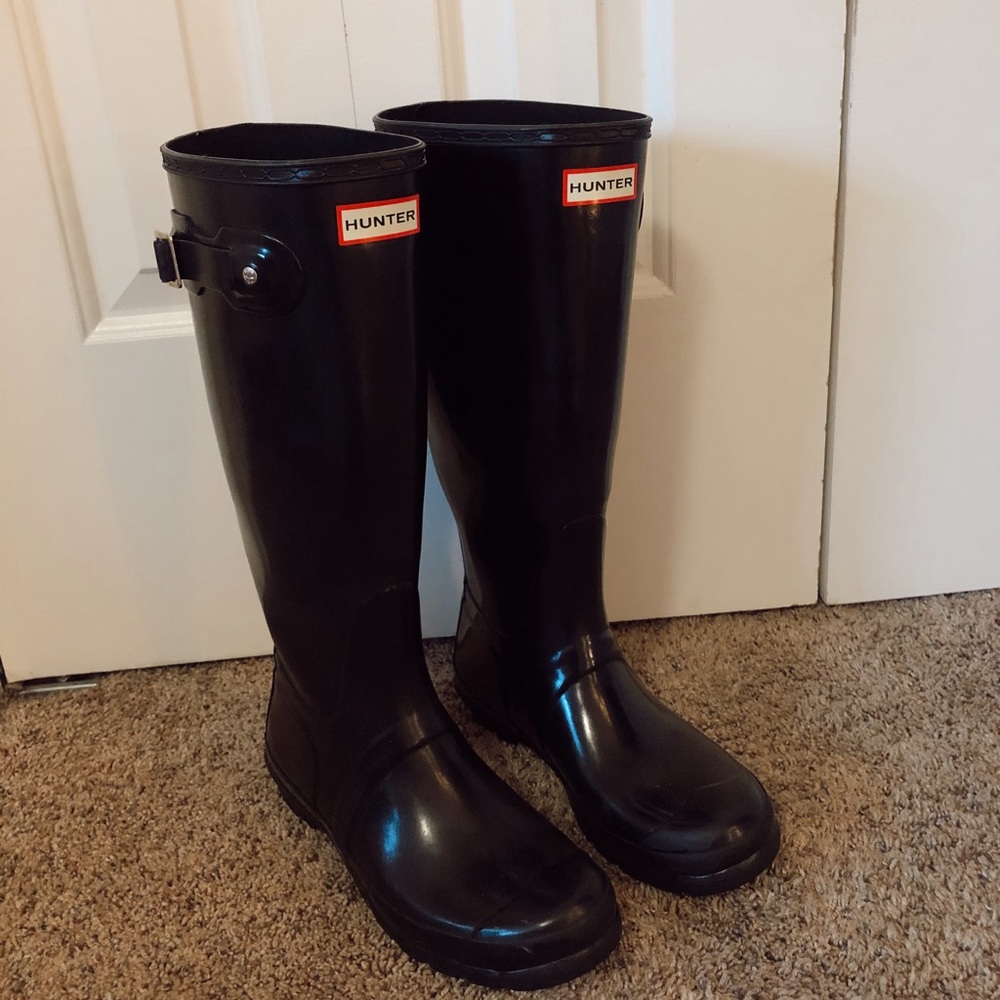 Tall Black Gloss Hunter Boots